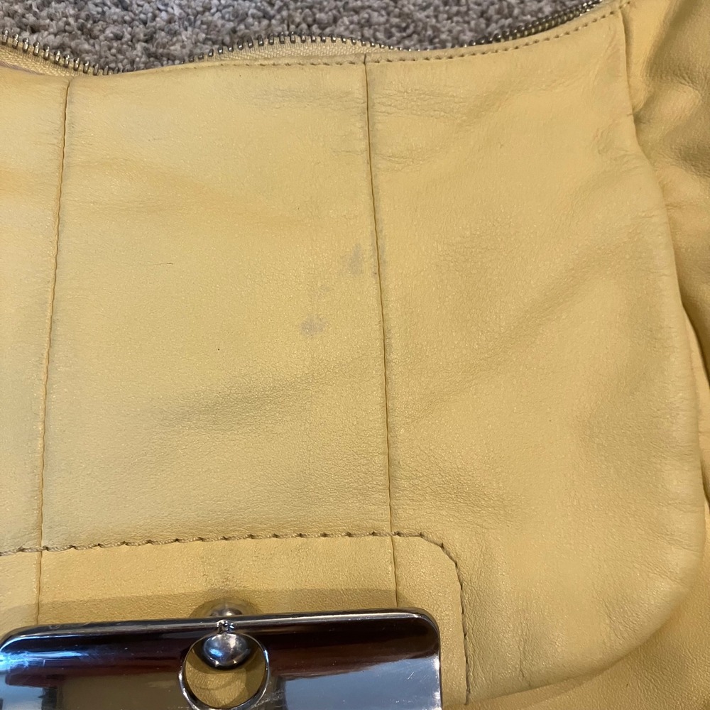 Coach Kristin Yellow Leather Hobo Shoulder Bag 16808 Silver Hardware Slouchy Y2K - Picture 5 of 14